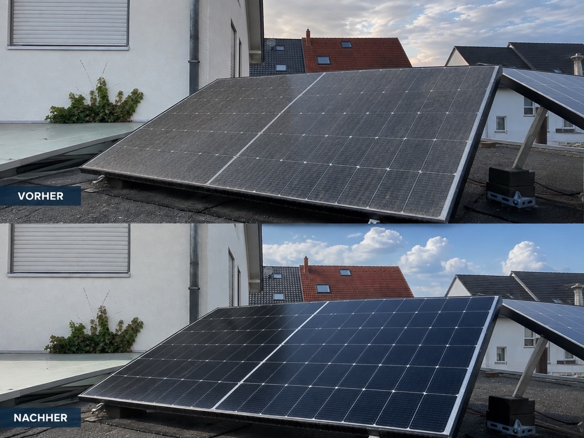 Solar- und PV-Reinigung — Vorher und Nachher